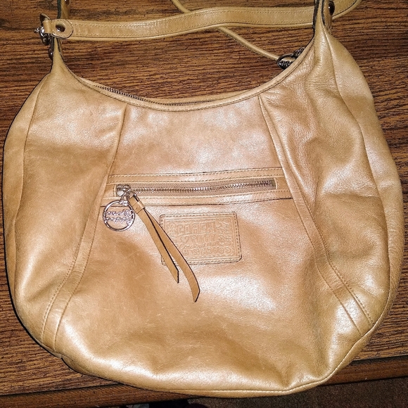 Coach Poppy Gold/Light Brown Leather Hobo Bag - Picture 3 of 6